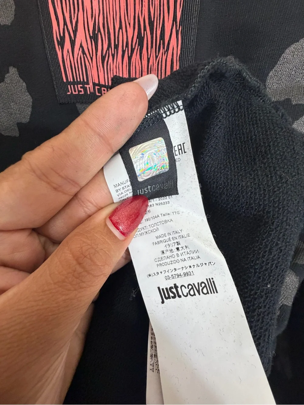 Just Cavalli Graphic Leopard Sweatshirt XXL Black Authentic Made in Italy